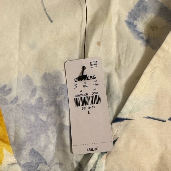 Express Womens Multicolor Floral Flutter Sleeve V-Neck Ruched Blouse Top… - Picture 7 of 7